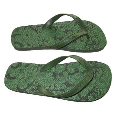 China Fashion trend green color men class solid color simplicity digit fashionable flip flops for men's slippers for sale