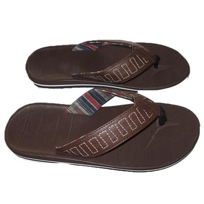 China Fashion Trend Brown Comfortable Men Style Simplicity Seaside High-grade Leather Flip Flop for sale