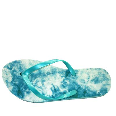 China Fashion Trend Print Unique Midsole PVC Tied Dyed PE Popular Strap Flip Flops Summer Slippers for sale