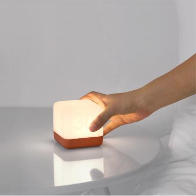 China Modern Rubik's Cube Fun Flip Timer Up Night Power Bedroom Small Warm Table Lamp LED Energy Saving Night Light for sale