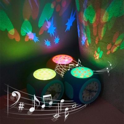 China Antique Style Sound Control Led Colorful Lightweight Plastic Silent Boy Gift Baby Mechanism Table RGB Battery Atmosphere Musical Alarm Clock for sale