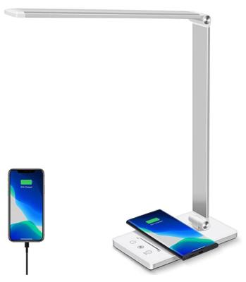 China Modern Foldable Adjustment USB LED Table Lamps Qi Eye-Care Wireless Charger Led Desk Lamp USB Charging Suitable for All Smart Phone for sale