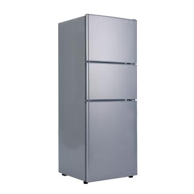 China DC 12v 24v / New Design COMPRESSOR Mini Home Appliance 115Liter Three Door Solar Powered Fridge for sale