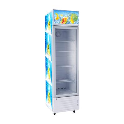 China Low Energy Consumption Solar Power Commercial Showcase Display Glass Door Drink Fridge For Shopping Mall for sale