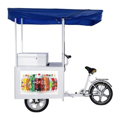 China Solar Ice Cream Bike 108L DC Powered Freezer With Red/White/Yellow Ice Cream Bike DC 24V for sale