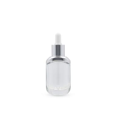 China Clear/Frosted Single Shoulder 35ml Essential Oil Serum Flat Dropper Cosmetic Clear/Frosted Glass Bottle for sale