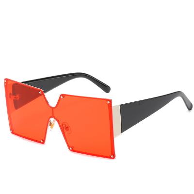 China 400 2021 Trendy Oversized Rimless Square Square Lenses Anti-UV Colorful Sunglasses for Female and Male for sale