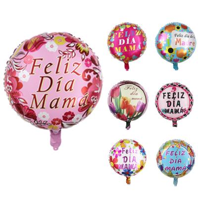 China Gift Toy Wholesale 18 Inch Spanish Round Toy BLN Bolloon Shape Happy Feliz Dia Mama Globos For Party Decoration Foil Balloon Mother's Day for sale