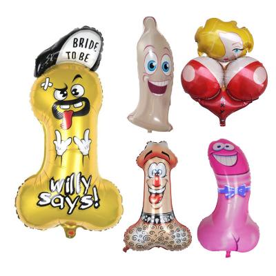 China Hot Sale Toy Adult Single Day Gift BLN Cartoon The Same Penis Condom Helium Bachelor Inflatable Foil Balloon For Party Decoration for sale