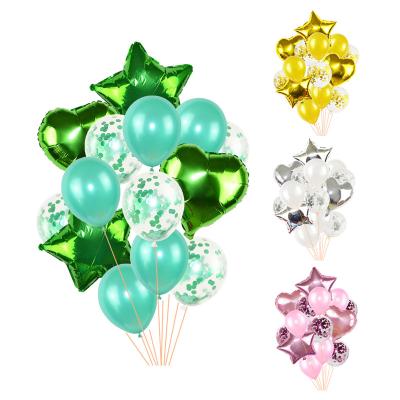 China Gift Toy BLN 10 Inch Star Heart Foil Latex Balloon Set Hot Amazon Confetti Fiesta Birthday Globos Wedding Decoration 14Pcs Balloon Kit for sale