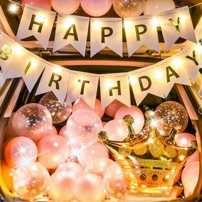 China Toy Romantic Wedding Gift Toy BLN Balloon Factory Happy Birthday Flag Banner LED Light Trunk Foil Balloon Set For Party Decoration for sale