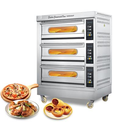 China Luxurious Commercial Electric Large Pizza Bread Baking Oven Visual Large 3 Layers Visual Window with Microcomputer Panel for sale