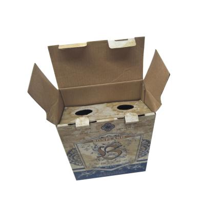 China Printed Single Wall Corrugated Paper Tuck Top Auto Bottom Box Twin Bottles Package for sale