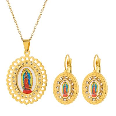 China Million Mary Religious Religious Women Stainless Steel Jewelry Set Necklace Chain Gold Of The Virgin TZ120 for sale