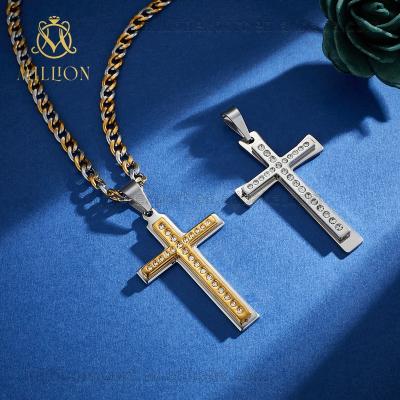 China DZW1130 Religious Jesus Cross Pendant 14k 18k Gold Plated Jewelry Men Women Necklace Stainless Steel Cross Pendant for sale