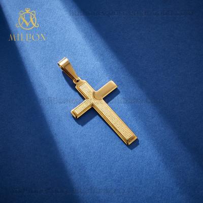 China Religion Religious Pendant Cross Jewelry DZW1137 Gold Plated Jesus Cross Stainless Steel Pendant for sale