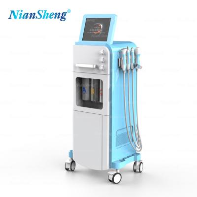 China Skin Tightening Multifunction 2021 Aqua Oxygen Jet Facial Skin Led Light Therapy Vacuum Suction Skin Beauty Microcurrent Lifting Machines for sale