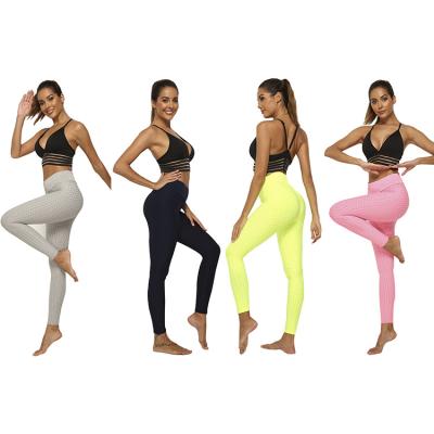 China High Waist Breathable Jacquard Hip Waist Leggings Compression Fitness High Waist Leggings Yoga Pants for sale