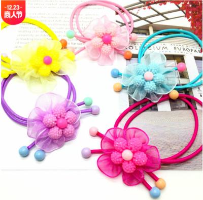 China Sweet Korean version of the new hair accessories, children's lace flower hair tie, leather case of a hair tie elastic band for sale