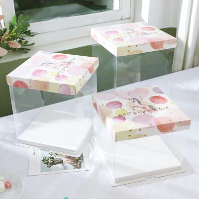 China Wholesale Recycled Materials 2021 Custom Design Big Cake Boxes Birthday Paper Packaging Cake Boxes With Window for sale