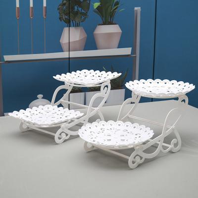 China Sustainable Fruit Plate Plastic Creative Dessert Rack Birthday Layout Cake Stand Set Table Dessert Rack Wedding Props Dessert Car for sale