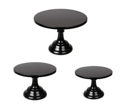 China Viable 3 Pieces Cake Stand Set Black Metal Cupcake Stand Dessert Display Dish Decor Serving Tray For Baby Shower Wedding for sale