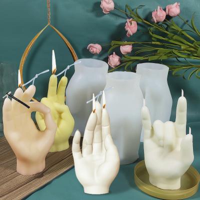 China Three-Dimensional 3D Silicone Mold Gesture Candle Mold Viable Decorative Resin Mold for Making Handmade DIY Home Decorations for sale