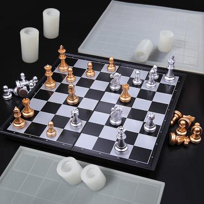 China Viable Chess Resin Mold and Board Resin Cast International 3D Chess Piece Silicone Molds for Resin Casting DIY Jewelry Making Crafts for sale