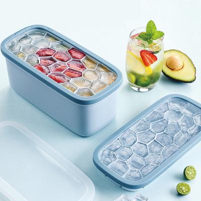 China Viable Silicone Ice Cube Trays With Lids Flexible Ice Trays Easy Release Honeycomb Shaped Ice Cube Molds for sale