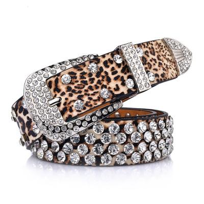 China High Quality Rhinestone Embedded Custom Color Designer Rhinestone Diamond Pu Leather Belts For Women for sale