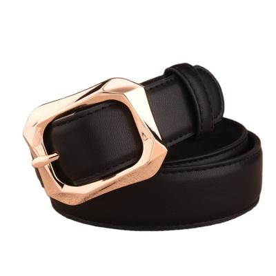 China New popular ladies' belt luxury high quality genuine leather belt square pin gold square pin buckle cowhide Korean casual All-match strap for sale