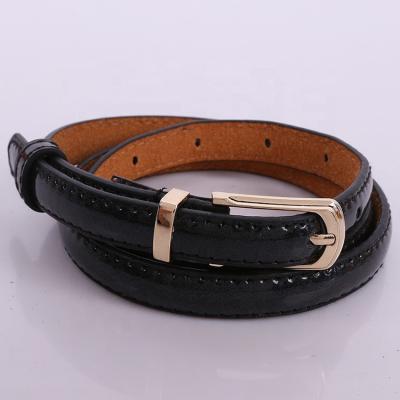 China Custom Rectangular Pin Buckle Designers Style Pin Buckle Fashion Thin Waistband PU Genuine Leather Belt for sale