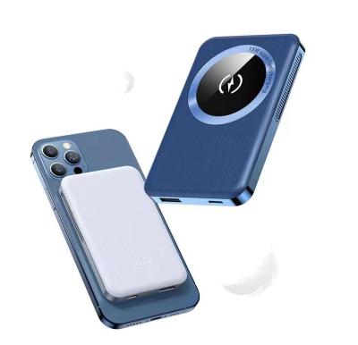 China Magnete Mini Fast Magnetic Portable Wireless Charger Power Bank Support Charging Power Bank For iPhone 12 for sale