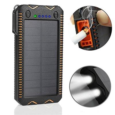 China Outdoor Waterproof 2LED Lights Solar Charger 2 USB Solar Power Banks Portable Cigarette Lighter 20000mAh for sale