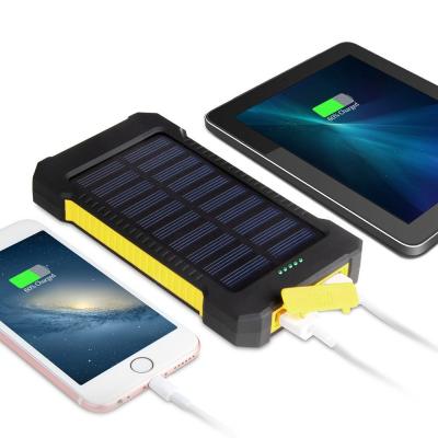 China Waterproof Portable External Battery Backup Pack Solar Power Bank 10000mAh Solar Charger with Dual USB for sale