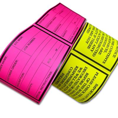 China Cardboard Sealing Safe Adhesive Paper Die Cut Colorful Fluorescence Printing Shipping Sticker Label for sale