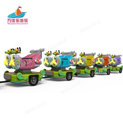 China Electric Metal Amusement Battery Funfair Shooting Game Kiddie Kids Rides On Trackless Zombie Train for sale