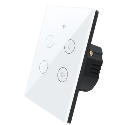 China USA Wifi Fire Wire 4gang Lamp Switch Alexa Google Smart Home Remote Control Versatile Single Touch Light Switch for sale