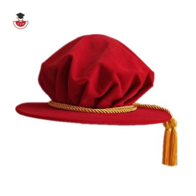 China Cozy school uniforms wholesale cap luxury UK doctoral graduation style gold doctoral hat for sale