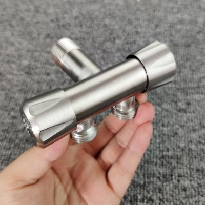 China Modern hot selling type double-handle 304 stainless steel toilet three way angle valve for sale