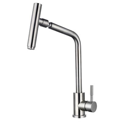 China Metered Faucets Deck Single Lever Mount 360 Degree Rotating Sink Faucet 304 Stainless Steel Kitchen Faucet for sale