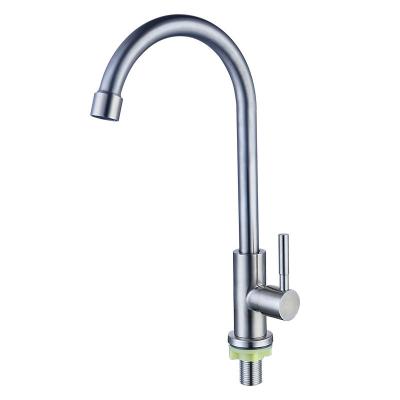 China Metered Faucets 304 Stainless Steel Sink Faucet Single Handle Cold Water Tap Kitchen Faucets for sale