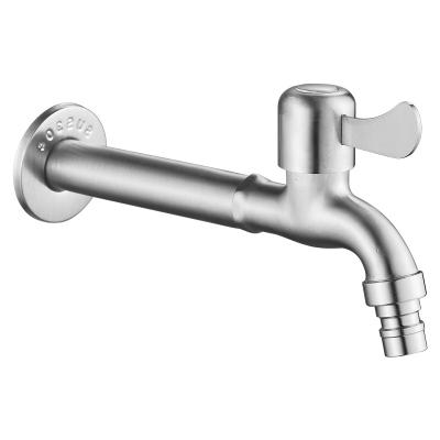 China Modern High Quality Wall Mounted Garden Cold Water Tap 304 Stainless Steel Single Long Bibcock for sale