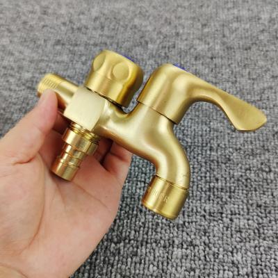 China Dual Outlet Modern Wall Mounted Brass Bibcock Handle Body Switch Washing Machine Faucet Dual Outlet for sale