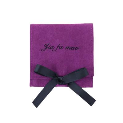 China Luxury Custom Printed Suede Envelope Rose Jewelry Pouch And Gift Packaging Bag With Button for sale