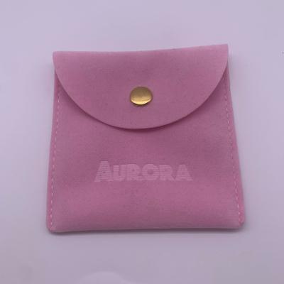 China Package 3 x 4 Inch Envelope Microfiber Velvet Jewelry Pouch Rose Embossed Dust Bag for sale