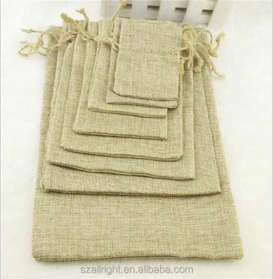 China Reusable Small Burlap Jewelry Gift Pouch Drawstring Pouch Natural Canvas Bags for sale