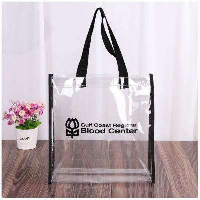 China Reusable custom logo PVC packaging bag transparent waterproof plastic shopping bag gift bag for sale