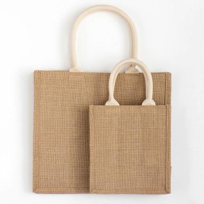 China Wholesale Cheap Single Handled Tote Bag Women Hessian Shopping Burlap Jute Bag for sale