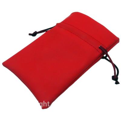 China Anti-wrinkle PU Leather Red Faux PU Drawstring Bag Pockets For Phone for sale